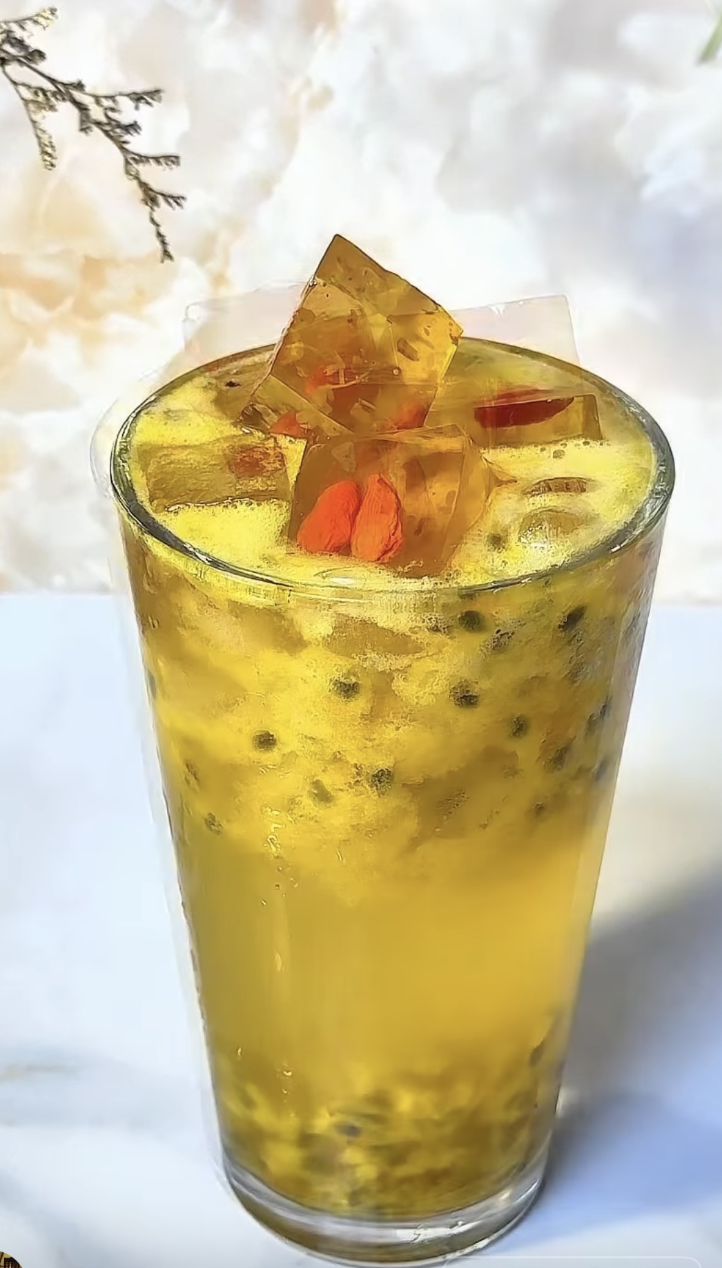 Passion Fruit Osmanthus Goji Jelly Tea - Trà Chanh Dây Quế Hoa Thạch Kỷ Tử